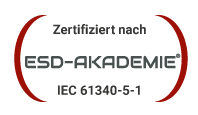 Qualitätssiegel, Zertifiziert von der ESD-Akademie nach IEC 6340-5-1